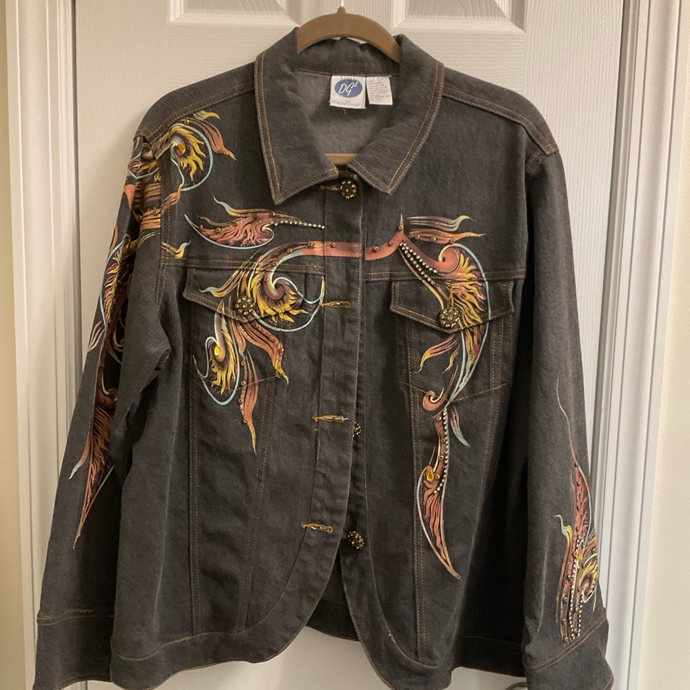 Denim Jacket with design and rhinestones